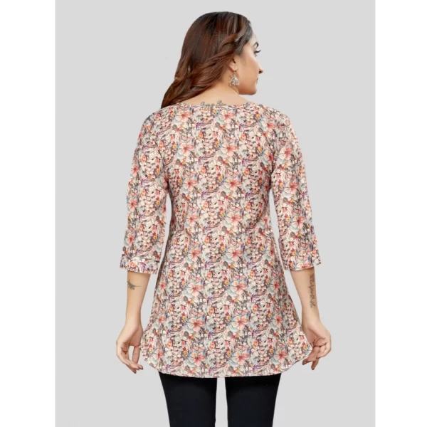 Women's Cotton Blend Round Neck 3/4 Sleeves Short Top (Multicolor)