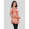 Women's Rayon Collared Neck 3/4 Sleeves Short Top (Red)