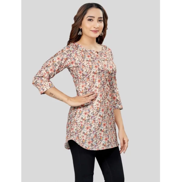 Women's Cotton Blend Round Neck 3/4 Sleeves Short Top (Multicolor)