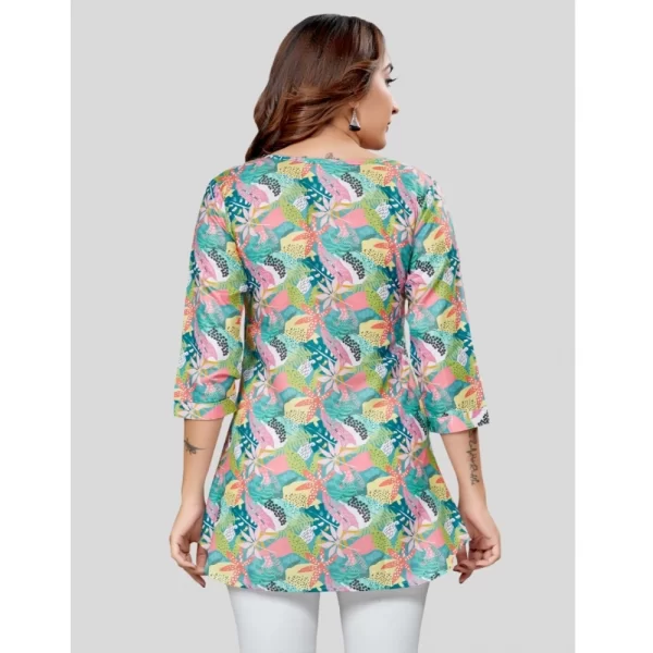 Women's Cotton Blend Round Neck 3/4 Sleeves Short Top (Multicolor)