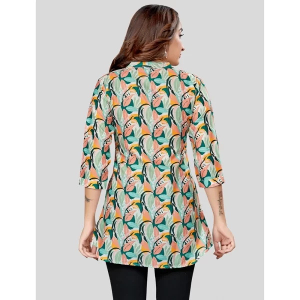 Women's Cotton Blend Mandarin Collar 3/4 Sleeves Short Top (Cream)