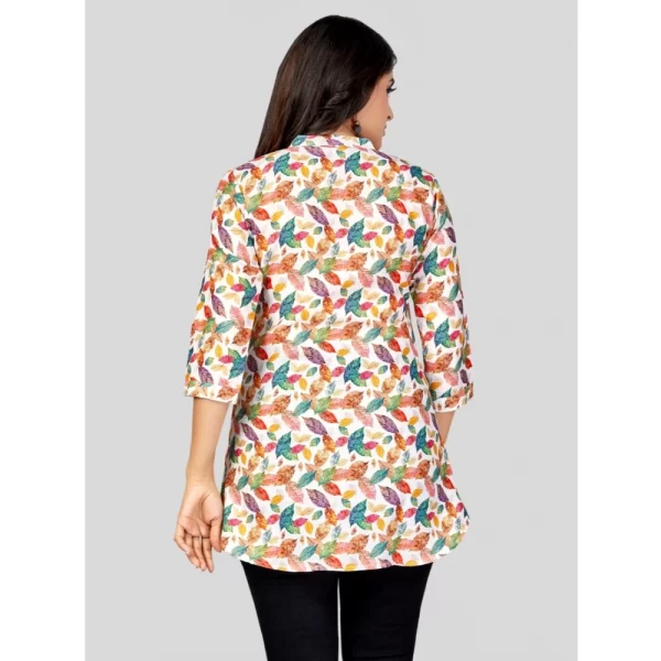 Women's Cotton Blend Mandarin Collar 3/4 Sleeves Short Top (Multicolor)