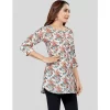 Women's Cotton Blend Round Neck 3/4 Sleeves Short Top (Multicolor)