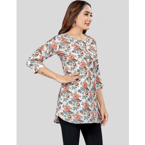 Women's Cotton Blend Round Neck 3/4 Sleeves Short Top (Multicolor)