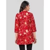 Women's Rayon Mandarin Collar 3/4 Sleeves Short Top (Red)