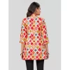 Women's Rayon Collared Neck 3/4 Sleeves Short Top (Red)
