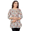 Women's Cotton Blend Round Neck 3/4 Sleeves Short Top (Multicolor)