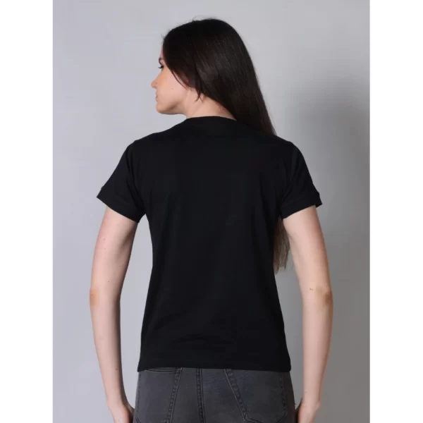 Women's Cotton Blended Solid Round Neck Half Sleeve T-Shirt (Black)