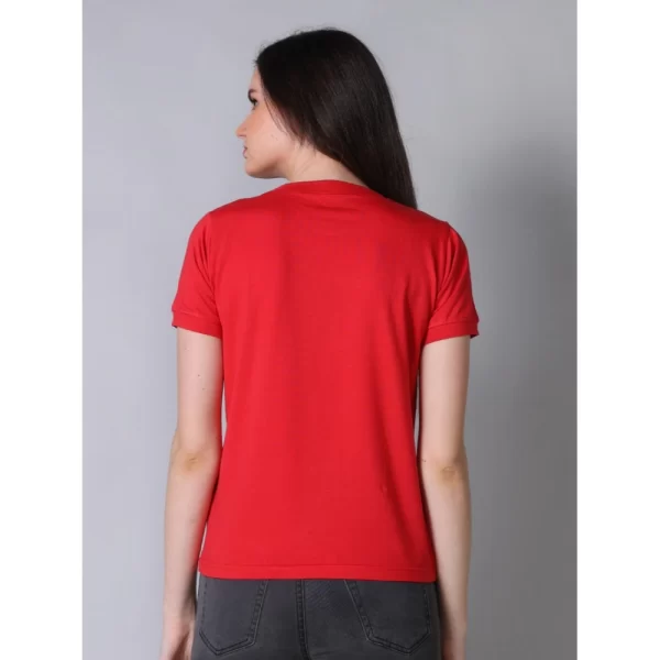 Women's Cotton Blended Solid Round Neck Half Sleeve T-Shirt (Red)