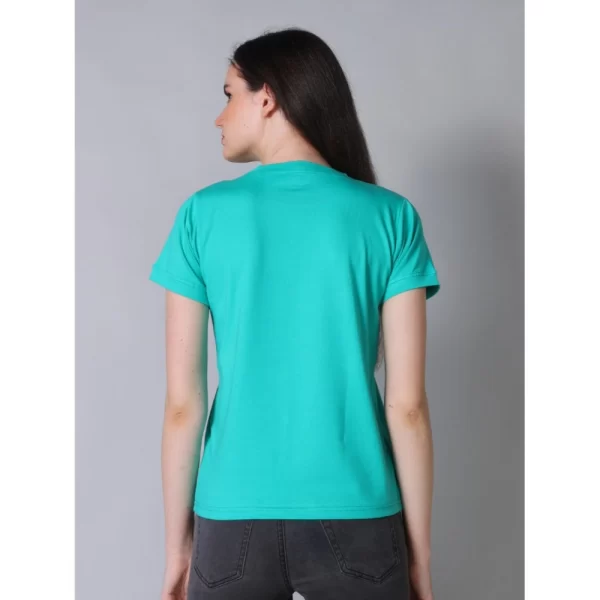 Women's Cotton Blended Solid Round Neck Half Sleeve T-Shirt (Green)
