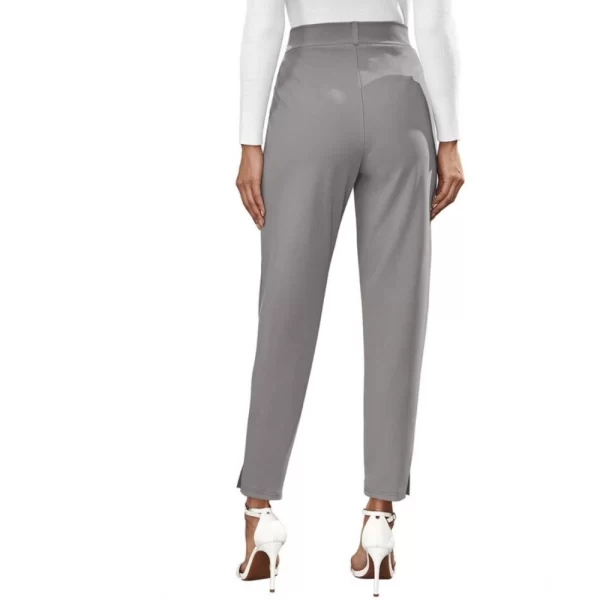 Generic Women's Polyester Solid With Pocket Pant (Grey)