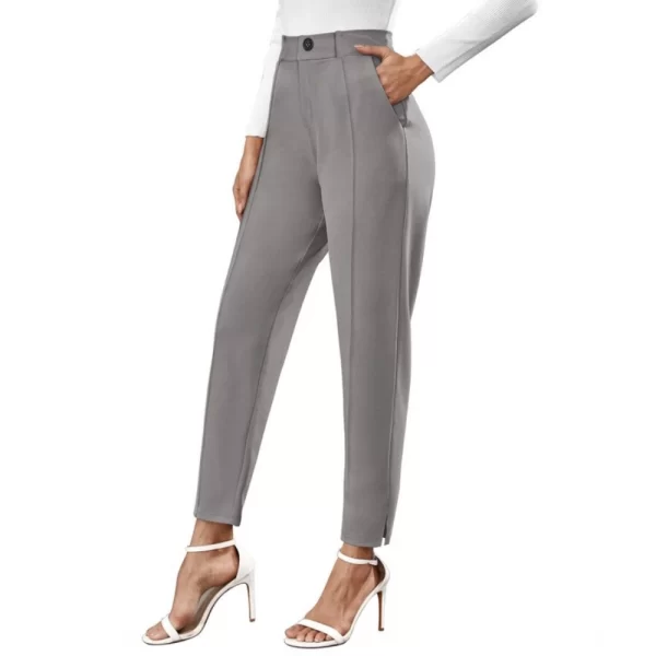 Generic Women's Polyester Solid With Pocket Pant (Grey)
