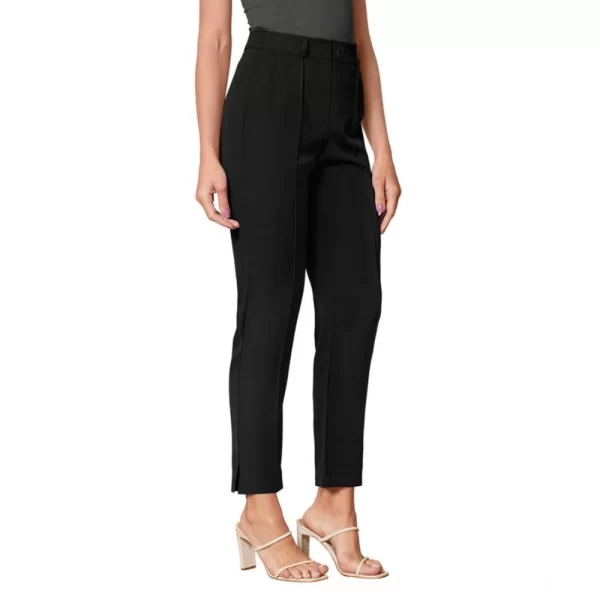 Generic Women's Polyester Solid With Pocket Pant (Black)