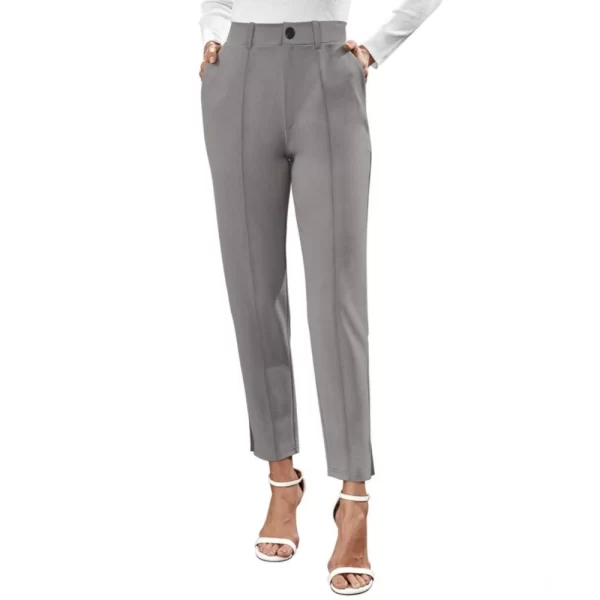 Generic Women's Polyester Solid With Pocket Pant (Grey)