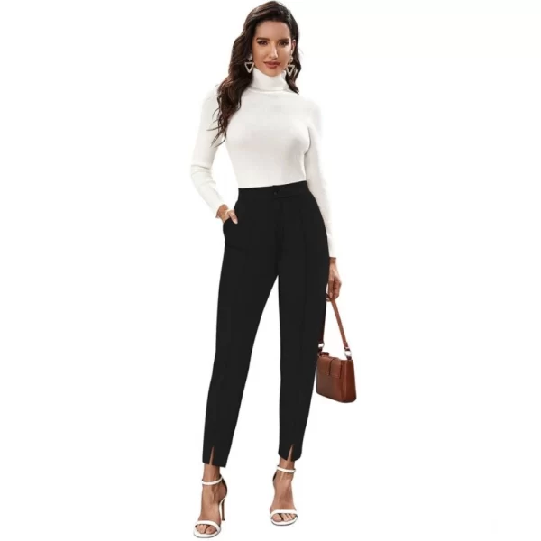 Generic Women's Polyester Solid With Pocket Pant (Black)