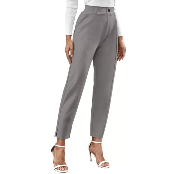 Generic Women's Polyester Solid With Pocket Pant (Grey)