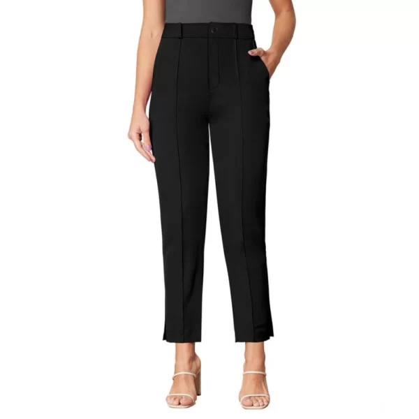 Generic Women's Polyester Solid With Pocket Pant (Black)