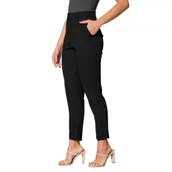 Generic Women's Polyester Solid With Pocket Pant (Black)