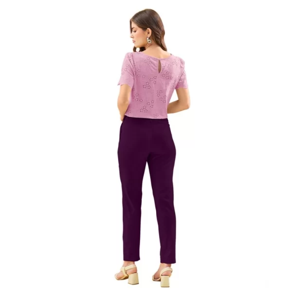 Generic Women's Polyester Solid With Pocket Pant (Wine)