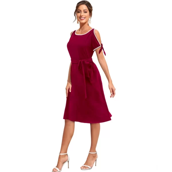 Women's Knitting stretchable Solid Round Neck Sleeveless Dress (Maroon)