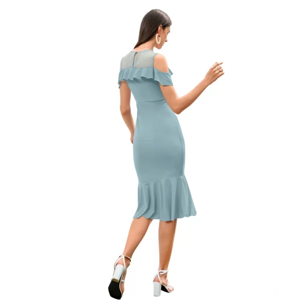 Women's Knitting stretchable Solid Round Neck Sleeveless Dress (Pista )