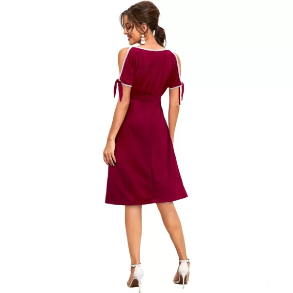 Women's Knitting stretchable Solid Round Neck Sleeveless Dress (Maroon)