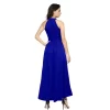 Women's Polyster Solid Halter Neck Sleeveless Dress (Royal Blue)