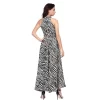 Women's Polyester Zebra Pattern Halter Neck Sleeveless Dress (White)