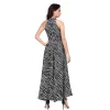 Women's Polyester Zebra Pattern Halter Neck Sleeveless Dress (Navy Blue)