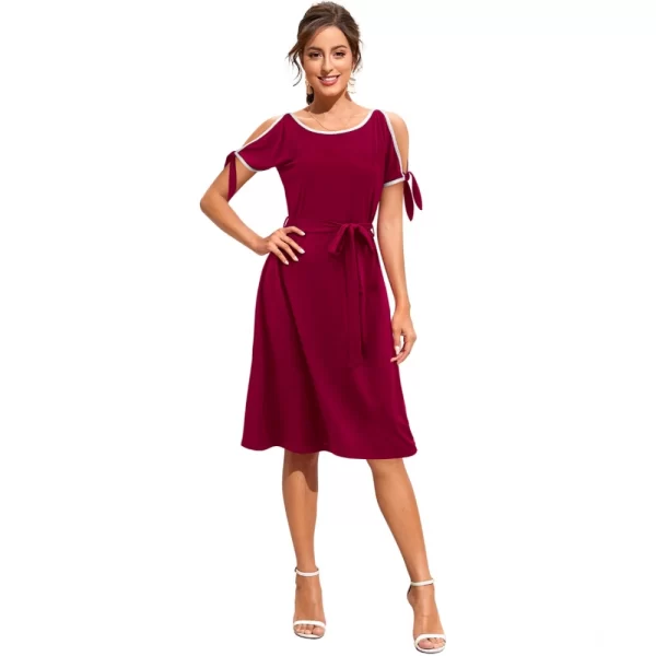 Women's Knitting stretchable Solid Round Neck Sleeveless Dress (Maroon)