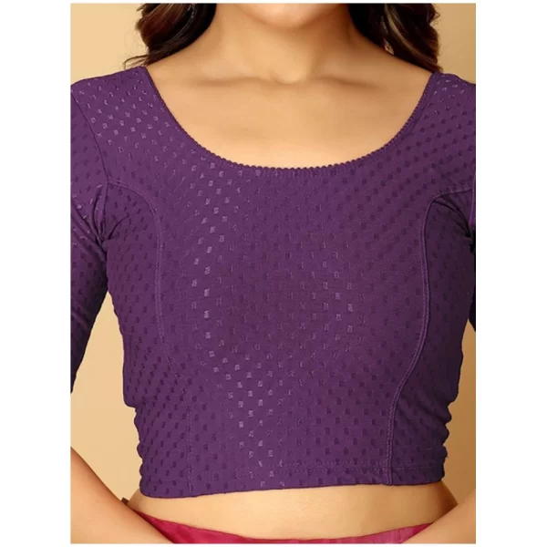 Pack Of_2 Women's Hosiery Short Sleeves Round Neck Non-Padded Blouse (Purple)