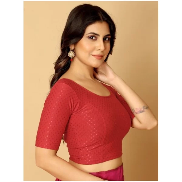 Pack Of_2 Women's Hosiery Short Sleeves Round Neck Non-Padded Blouse (Red)