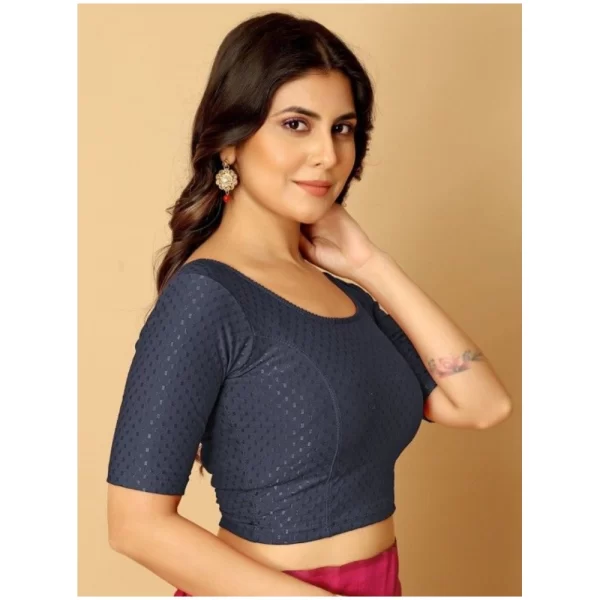 Pack Of_2 Women's Hosiery Short Sleeves Round Neck Non-Padded Blouse (Navy Blue)