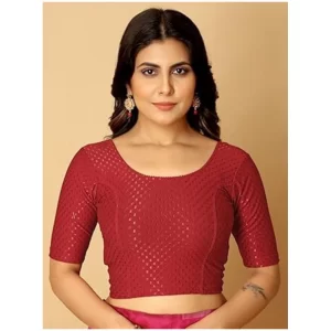 Generic Pack Of_2 Women’s Hosiery Short Sleeves Round Neck Non-Padded Blouse (Maroon)