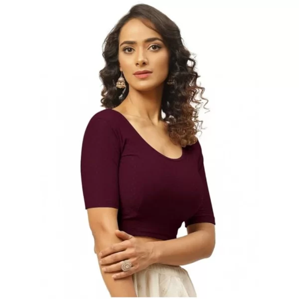 Pack Of_2 Women's Hosiery Short Sleeves Round Neck Non-Padded Blouse (Purple)