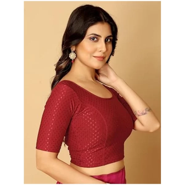 Pack Of_2 Women's Hosiery Short Sleeves Round Neck Non-Padded Blouse (Maroon)