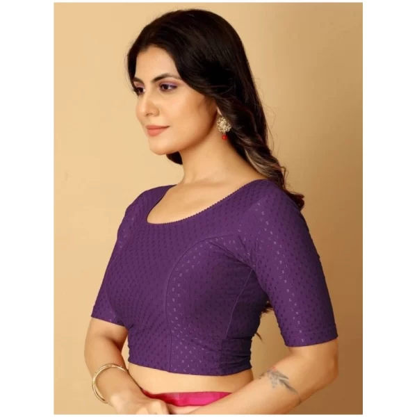 Pack Of_2 Women's Hosiery Short Sleeves Round Neck Non-Padded Blouse (Purple)