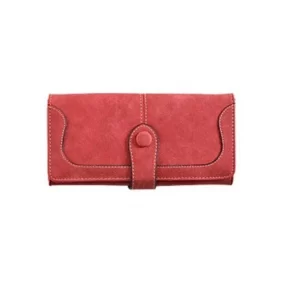 Generic Women’s Faux Leather Medium Snap Button Wallet (Red)