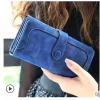 Women's Faux Leather Medium Snap Button Wallet (Dark Blue)