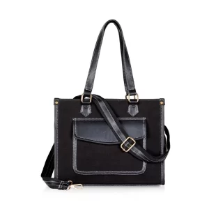 Generic Women’s Canvas Medium Top handle Satchel Zipper Handbag (Black)