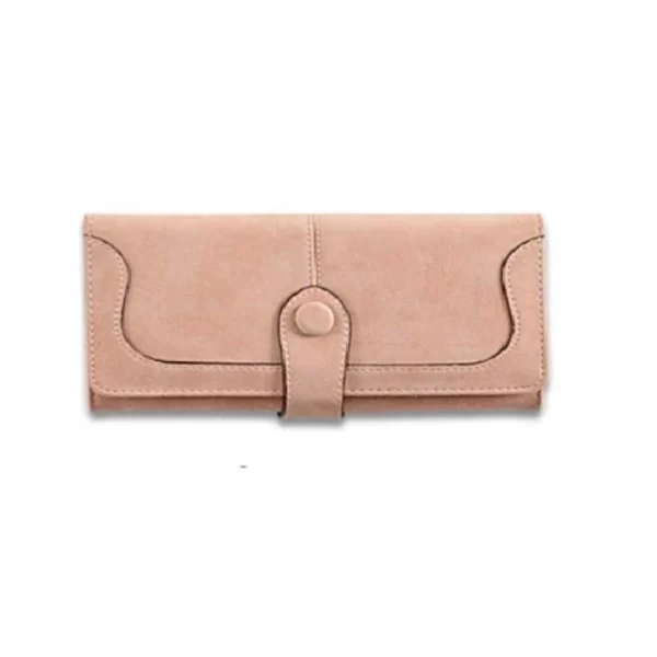 Women's Faux Leather Medium Snap Button Wallet (Khakhi)