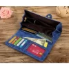 Women's Faux Leather Medium Snap Button Wallet (Dark Blue)