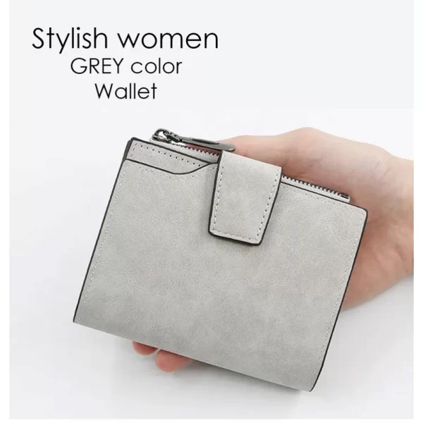 Generic Women's Vegan Leather Small Zipper Wallet (Grey)