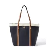 Women's Faux Leather Large Shoulder Zipper Handbag (Dark Blue)