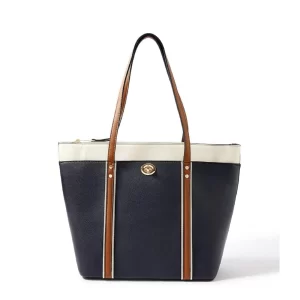 Generic Women’s Faux Leather Large Shoulder Zipper Handbag (Dark Blue)