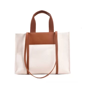 Generic Women’s Canvas Medium Top handle Satchel Zipper Handbag (White)