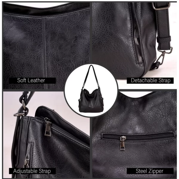 Generic Women's PU Leather Medium Shoulder Zipper Handbag (Black)