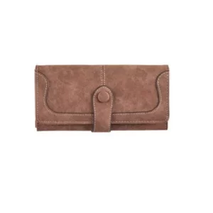 Generic Women’s Faux Leather Medium Snap Button Wallet (Brown)