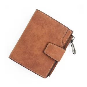 Generic Women’s Vegan Leather Small Zipper Wallet (Brown )