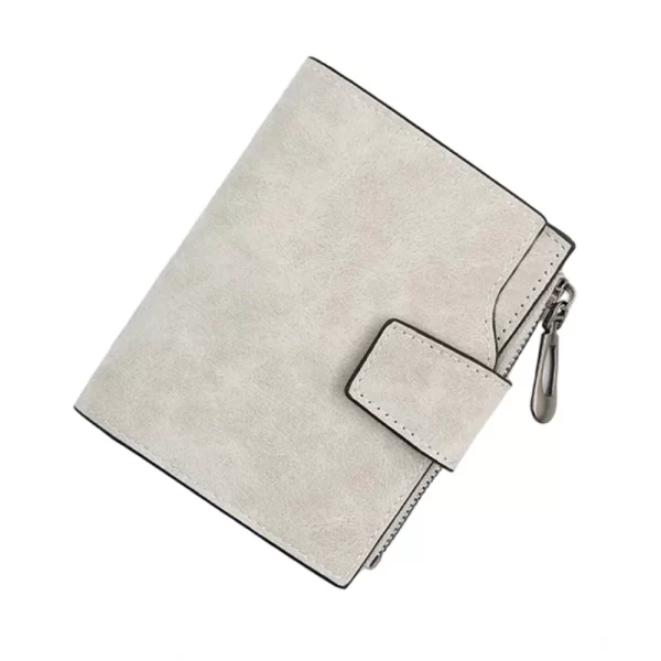 Generic Women's Vegan Leather Small Zipper Wallet (Grey)